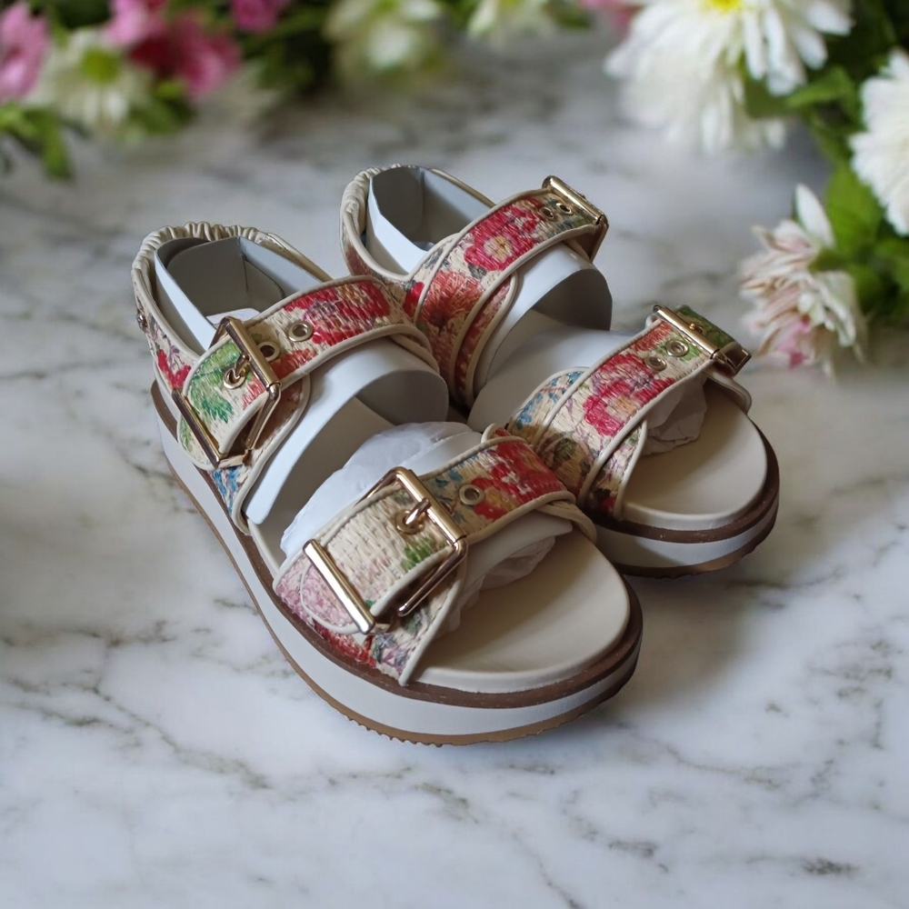Vince Camuto Floral Buckle Strap Sandals